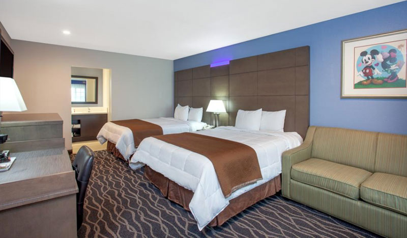 Double Queen Size With Sofa Bed of Travelodge Anaheim Inn & Suites California Double Queen Size With Sofa Bed of Travelodge Anaheim Inn & Suites California